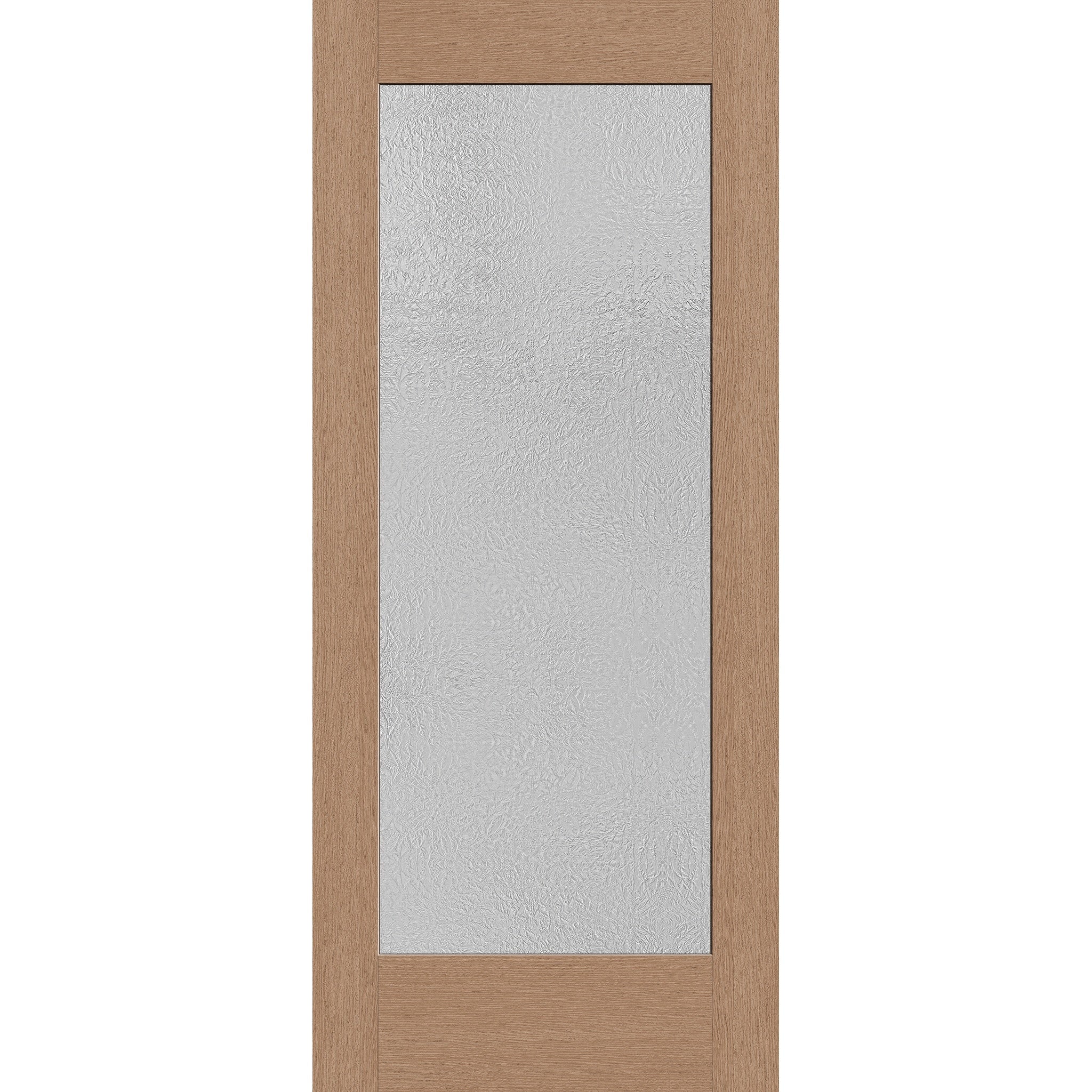 Micro-Granite flush glazed fiberglass entry door, full lite, 34" x 80", tan woodgrain finish