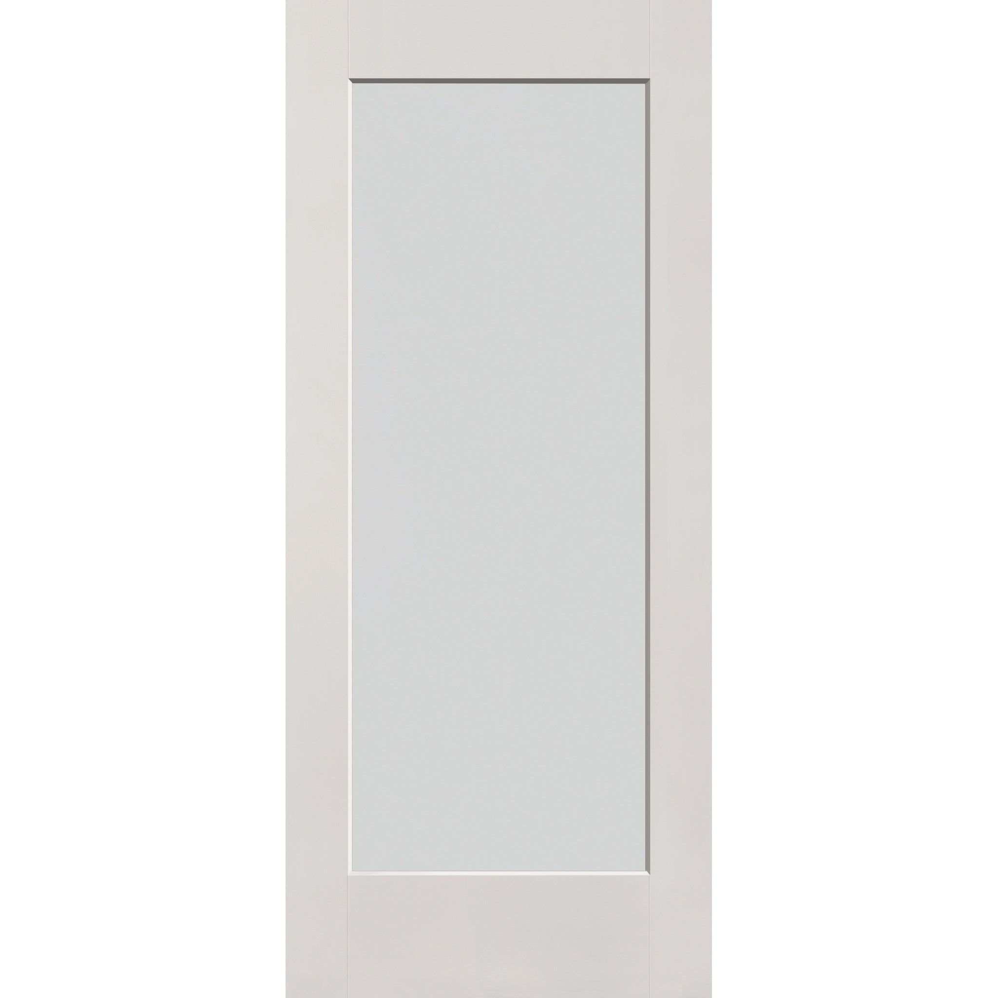 Frost flush glazed fiberglass entry door, full lite, 34" x 80", white satin smooth finish