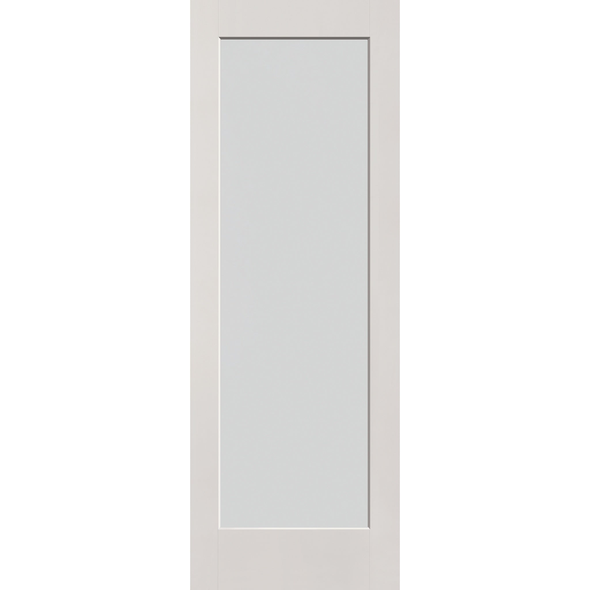 Frost flush glazed hurricane-rated fiberglass entry door, full lite, 34" x 96", white satin smooth finish