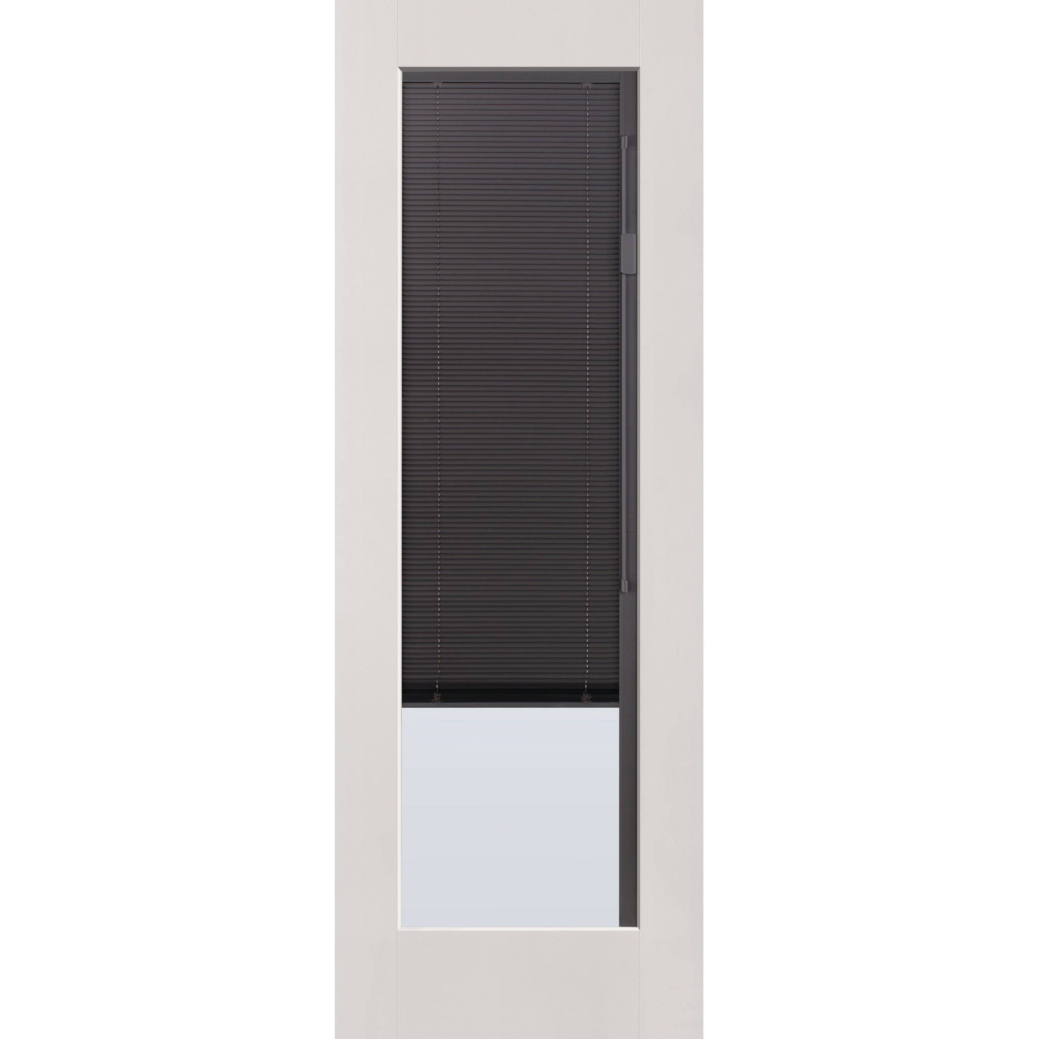 Raise & Lower Blinds flush glazed fiberglass entry door, full lite, 34" x 96", white satin smooth finish, slate blinds