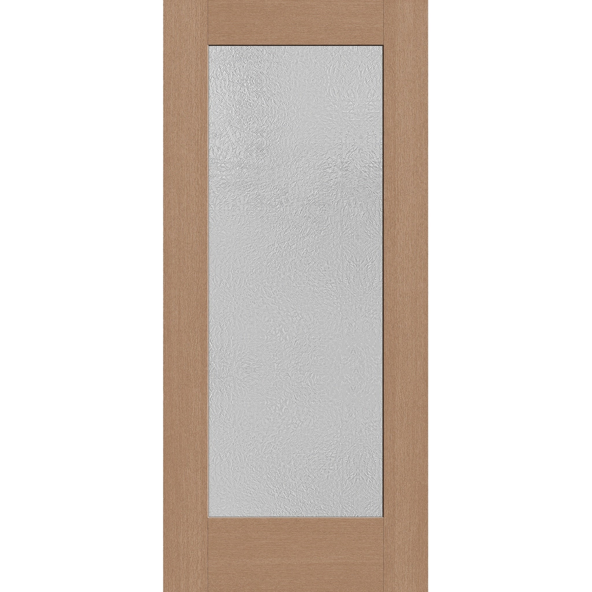 Micro-Granite flush glazed fiberglass entry door, full lite, 36" x 80", tan woodgrain finish