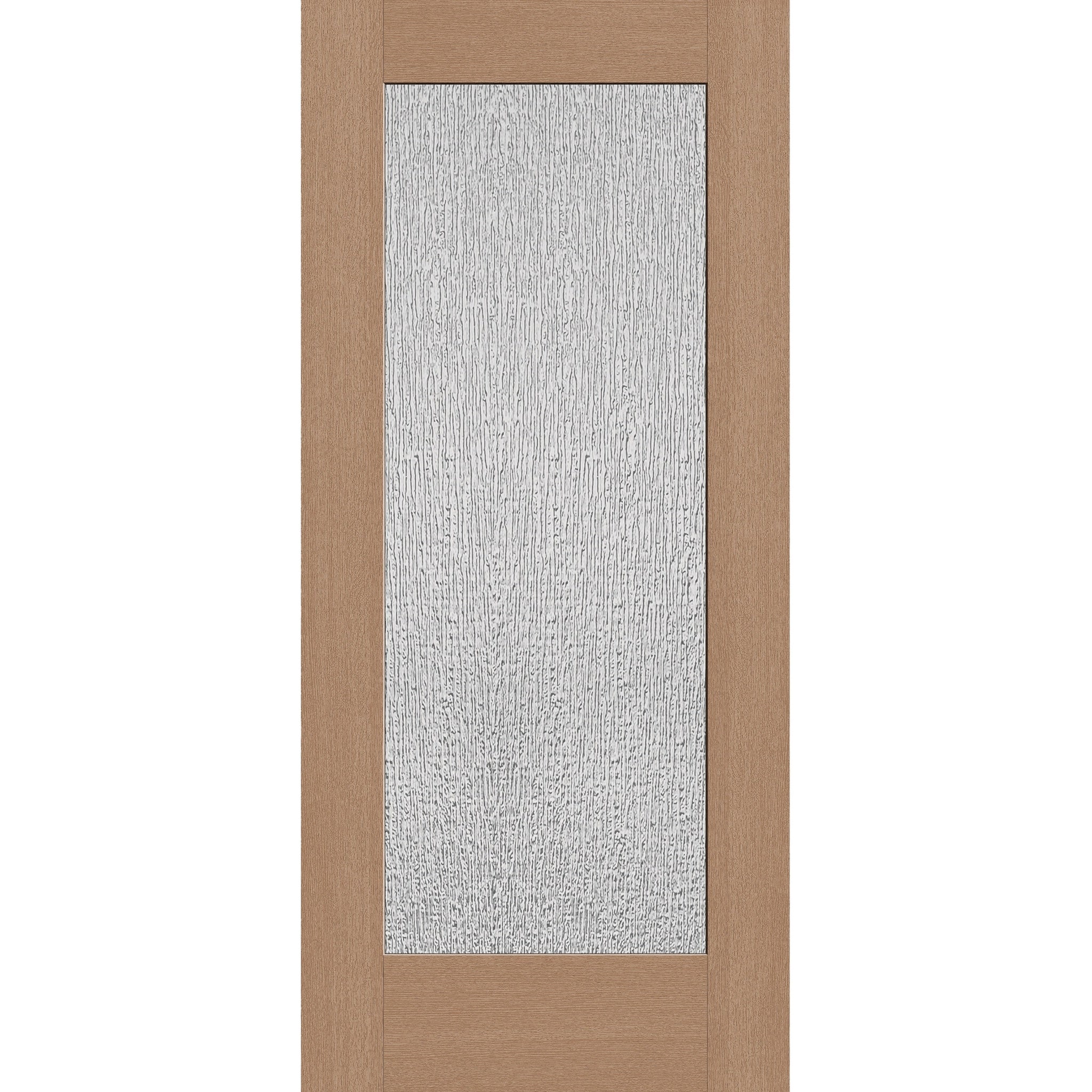 Rain flush glazed fiberglass entry door, full lite, 36" x 80", tan woodgrain finish