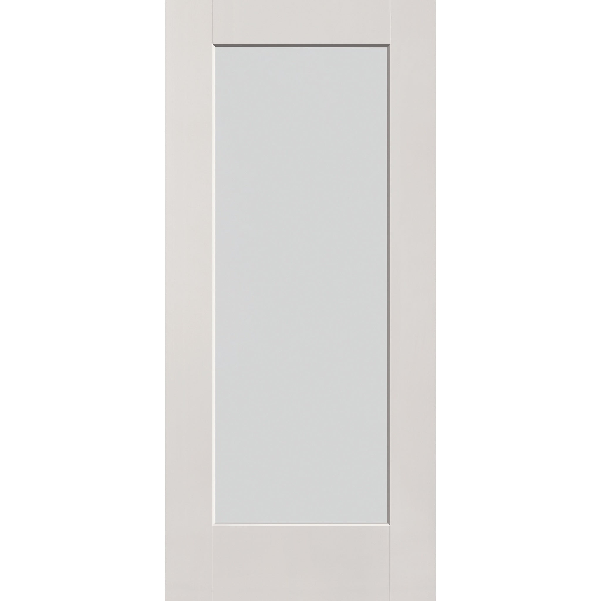 Frost flush glazed hurricane-rated fiberglass entry door, full lite, 36" x 80", white satin smooth finish