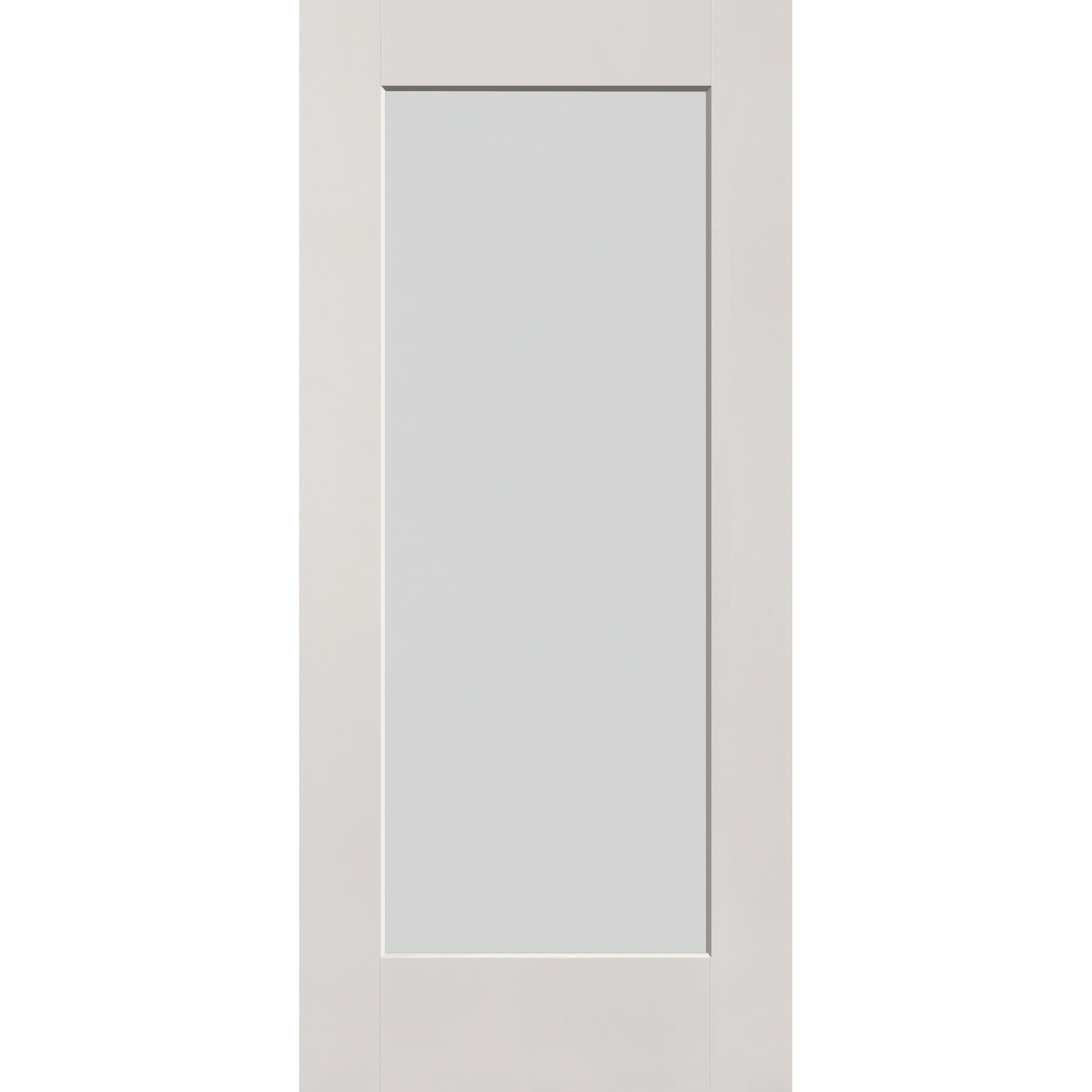 Frost flush glazed hurricane-rated fiberglass entry door, full lite, 36" x 80", white satin smooth finish