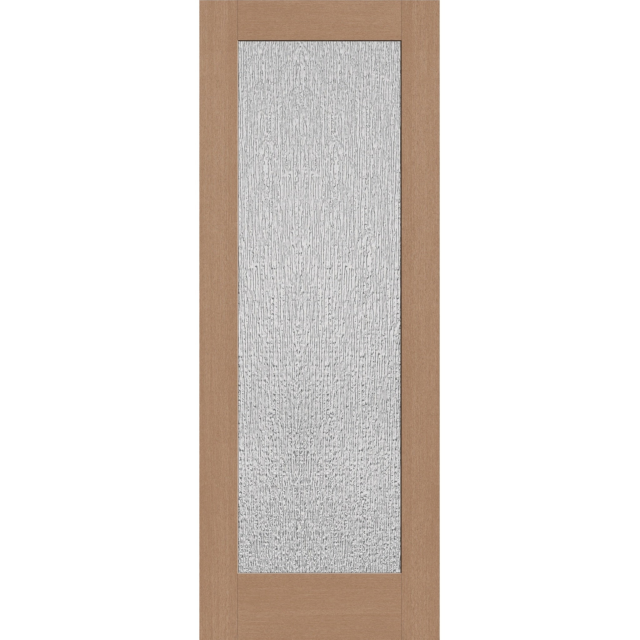 Rain flush glazed hurricane-rated fiberglass entry door, full lite, 36" x 96", tan woodgrain finish