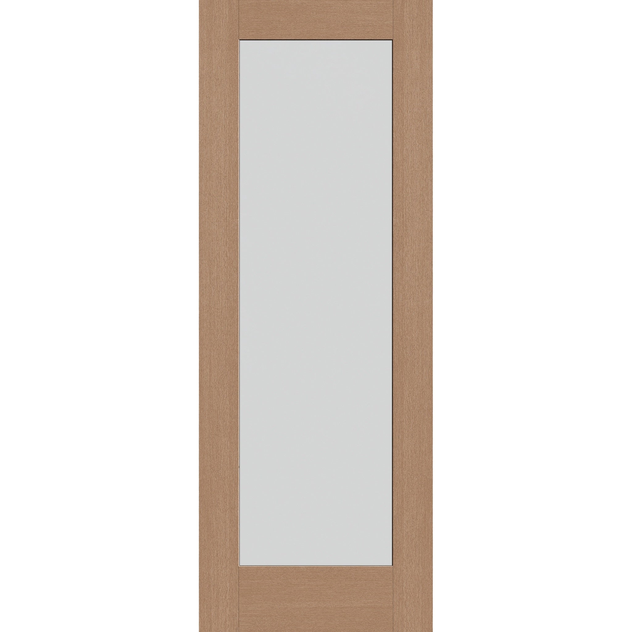 Frost flush glazed fiberglass entry door, full lite, 36" x 96", tan woodgrain finish