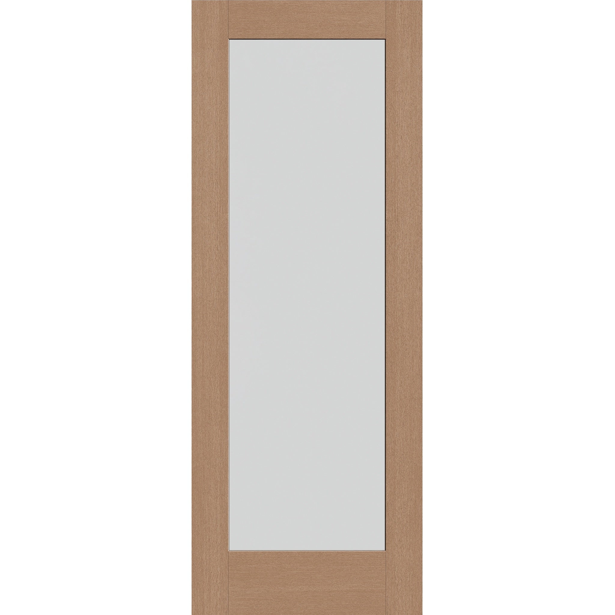Frost flush glazed fiberglass entry door, full lite, 36" x 96", tan woodgrain finish