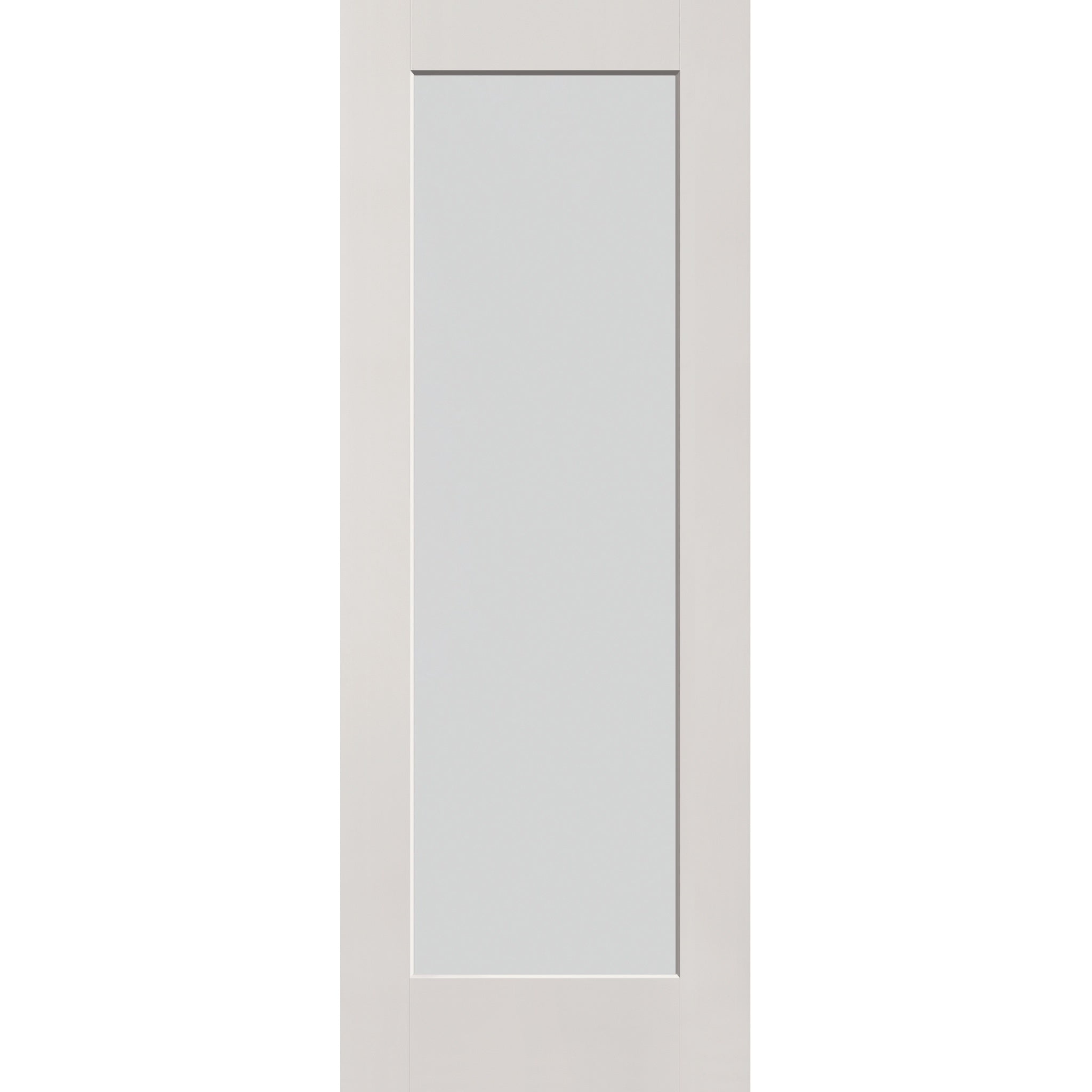 Frost flush glazed fiberglass entry door, full lite, 36" x 96", white satin smooth finish