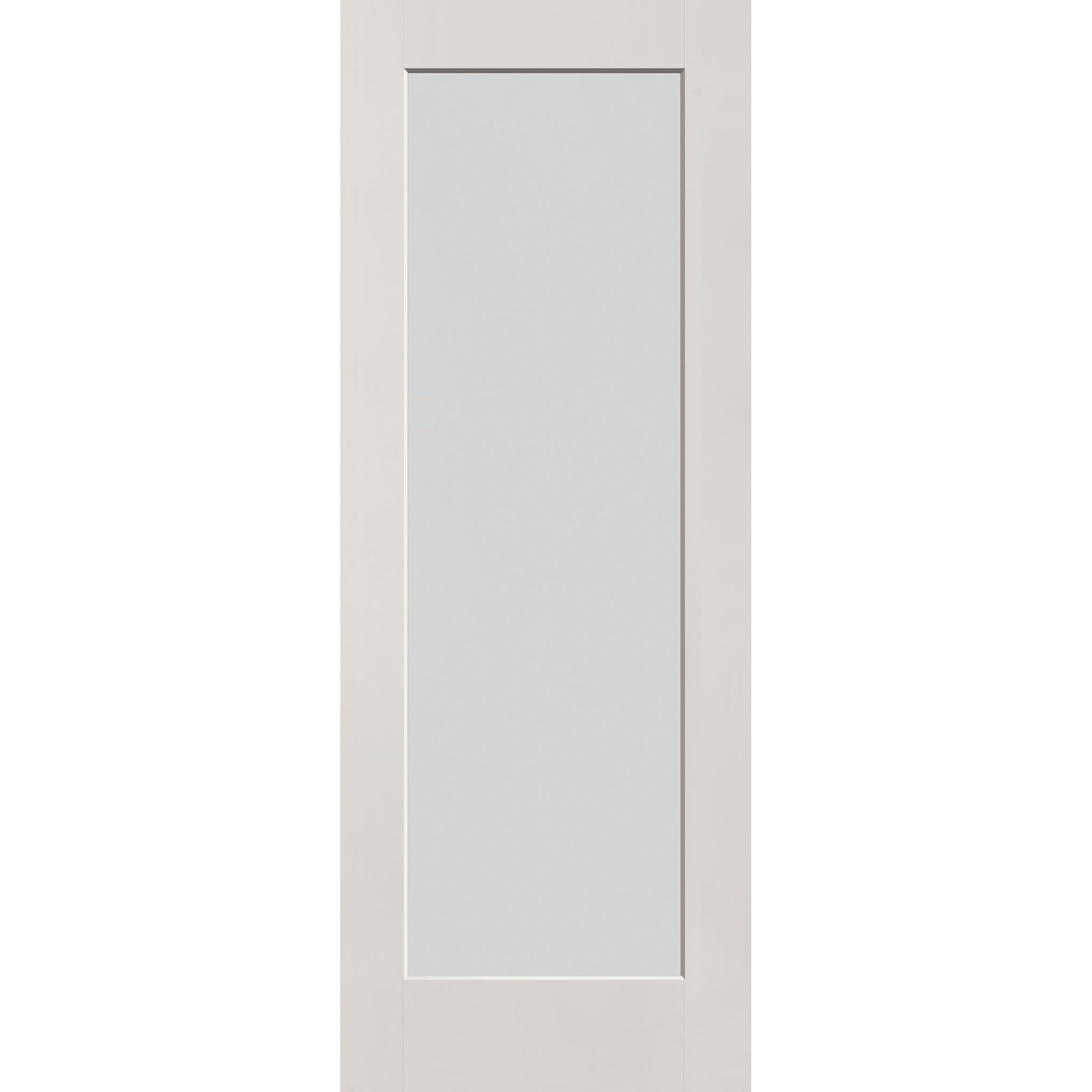 Frost flush glazed fiberglass entry door, full lite, 36" x 96", white satin smooth finish
