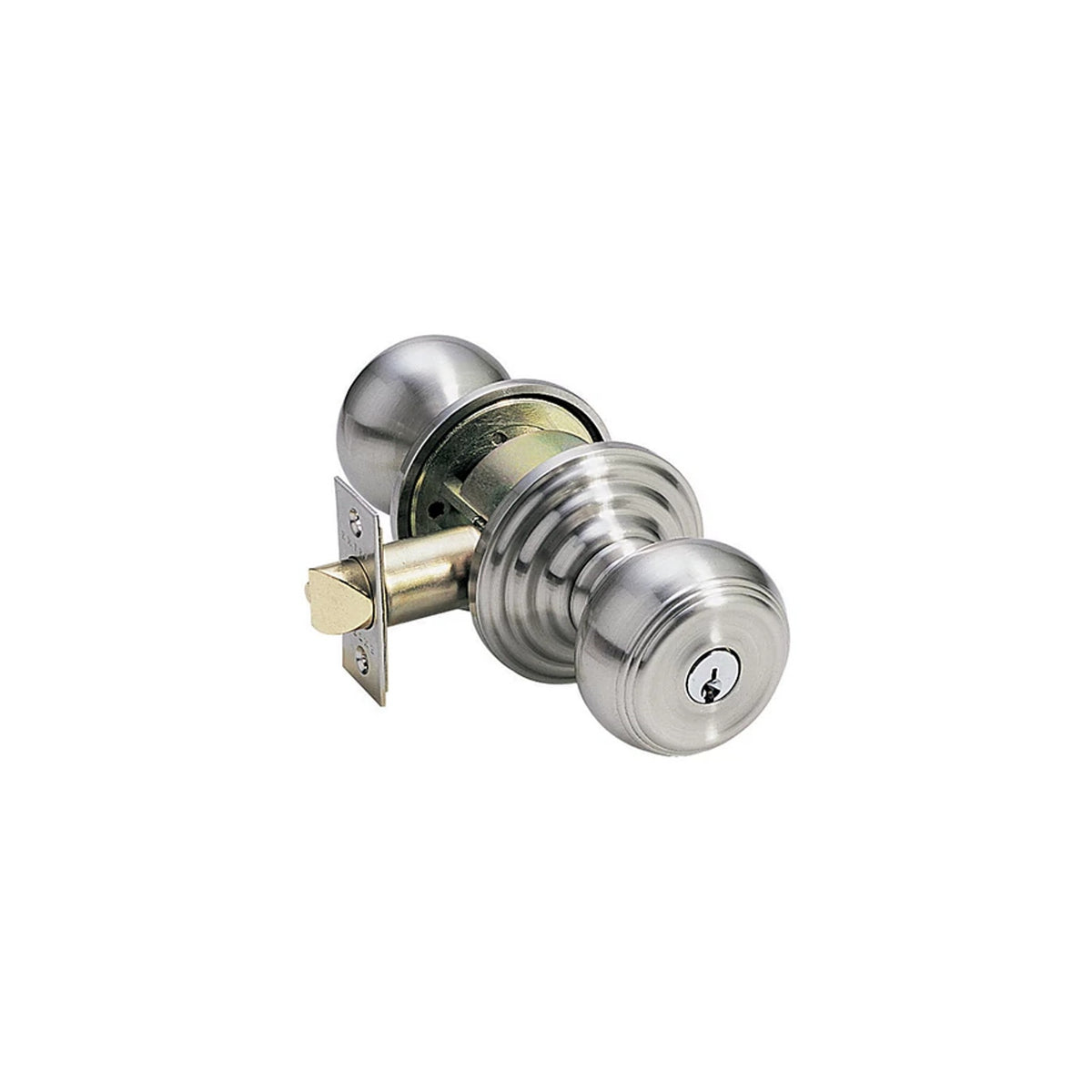 Waverly Knob Interior Lockset with #8 Rosette by Emtek, Satin Nickel, keyed