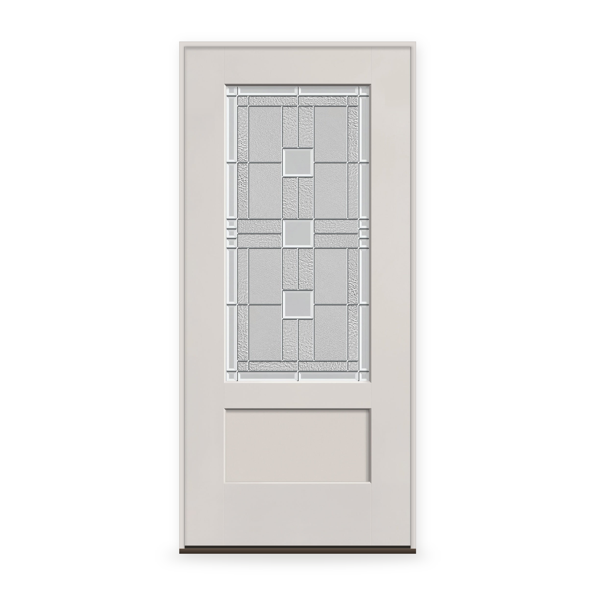 Prehung Austin Flush Glazed Fiberglass Entry Door System - 3/4 Lite Shaker, White Satin Smooth