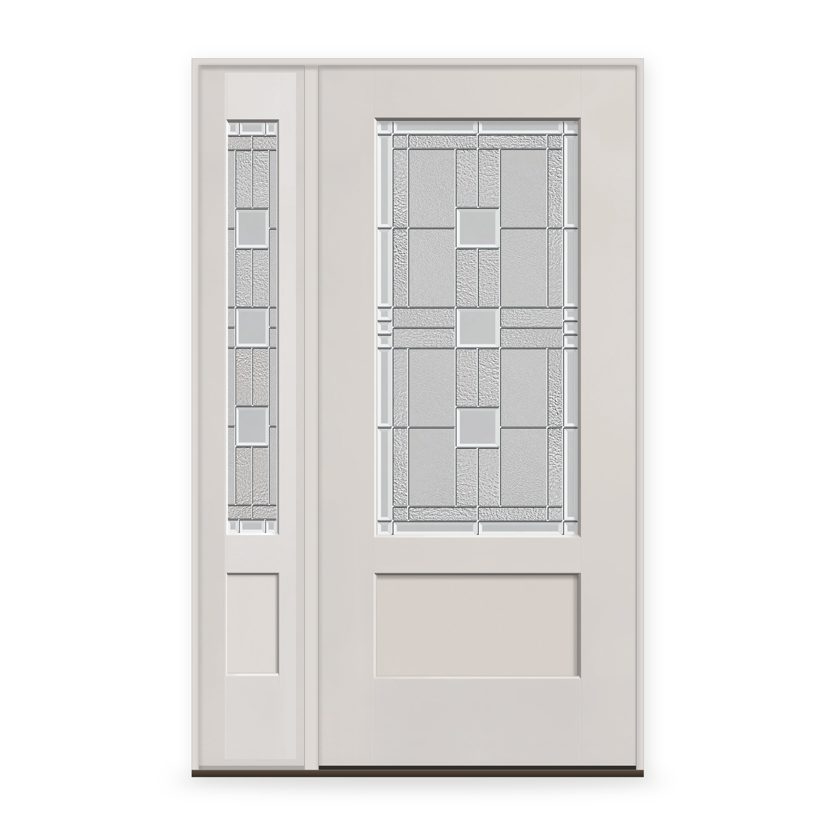 Austin Flush Glazed Fiberglass Entry Door System with Sidelite - 3/4 Lite Shaker, White Satin Smooth