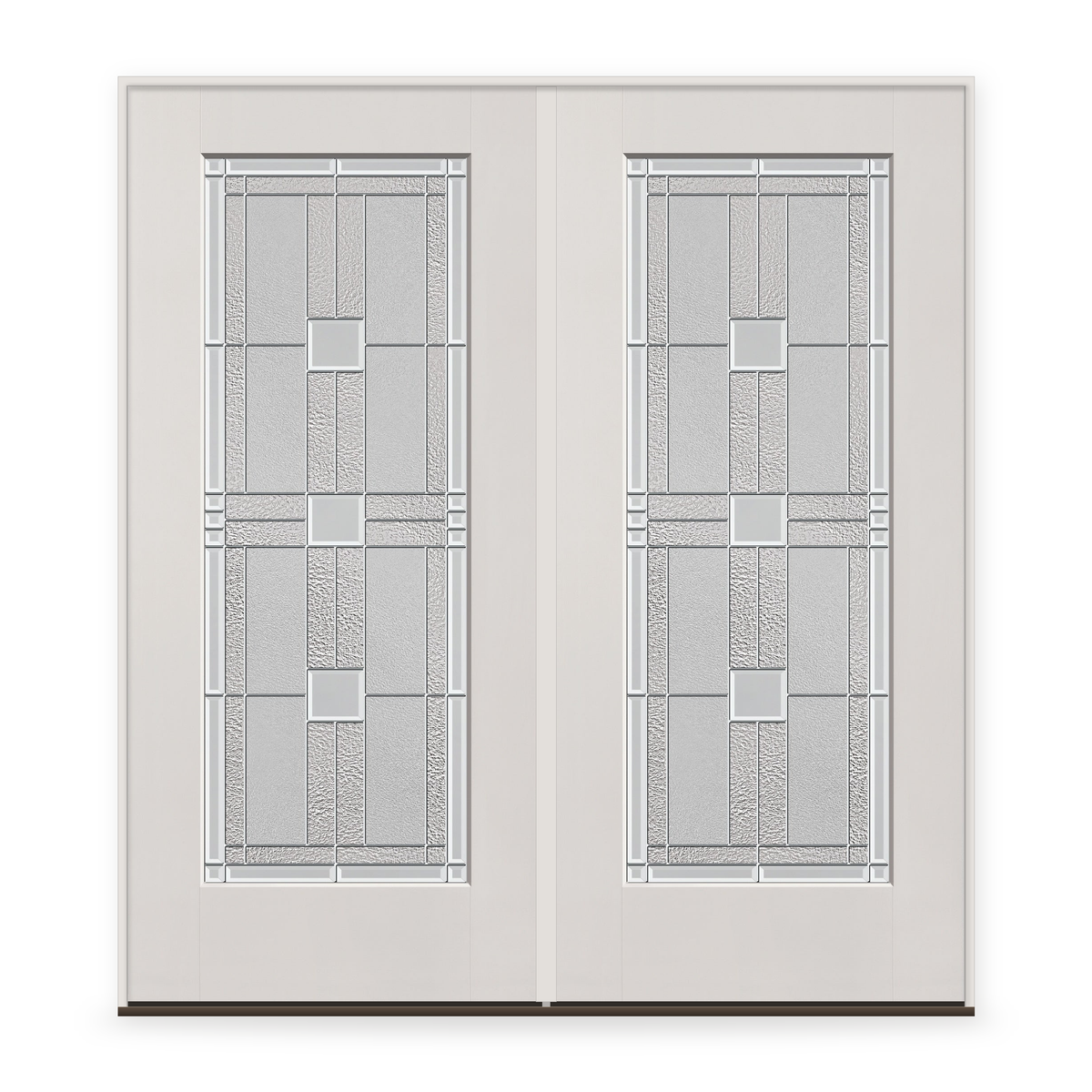 Double Austin Flush Glazed Fiberglass Entry Door System - Full Lite, White Satin Smooth