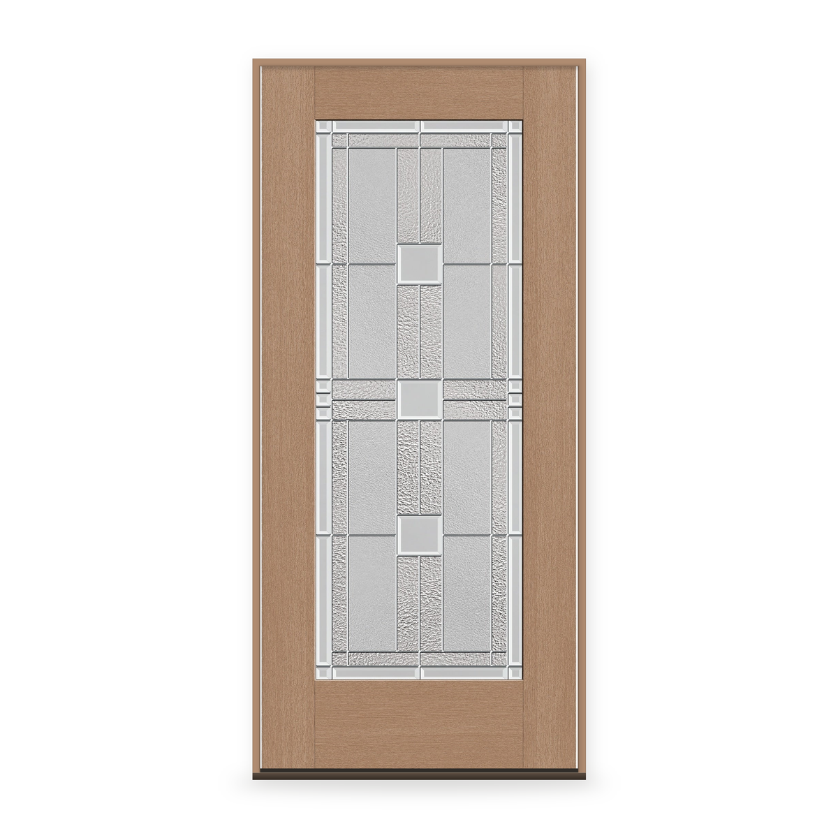 Prehung Austin Flush Glazed Fiberglass Entry Door System - Full Lite, Tan Woodgrain