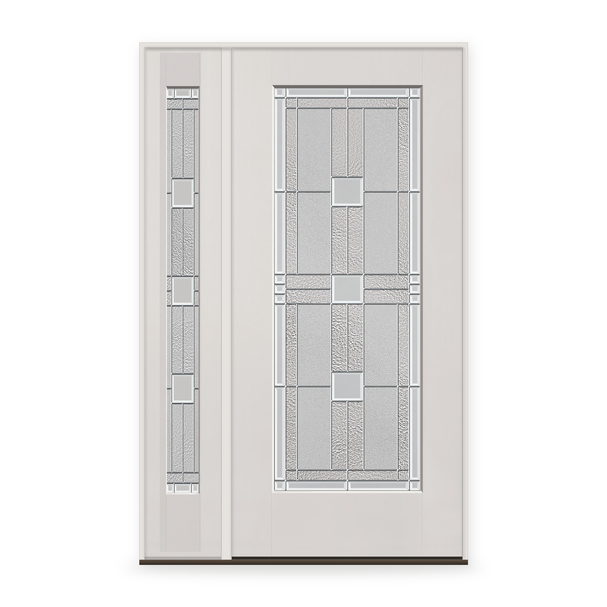 Austin Flush Glazed Fiberglass Entry Door System with Sidelite - Full Lite, White Satin Smooth
