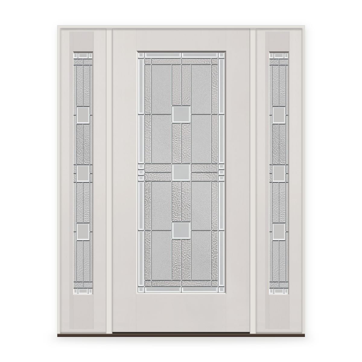 Austin Flush Glazed Fiberglass Entry Door System with Two Sidelites - Full Lite, White Satin Smooth