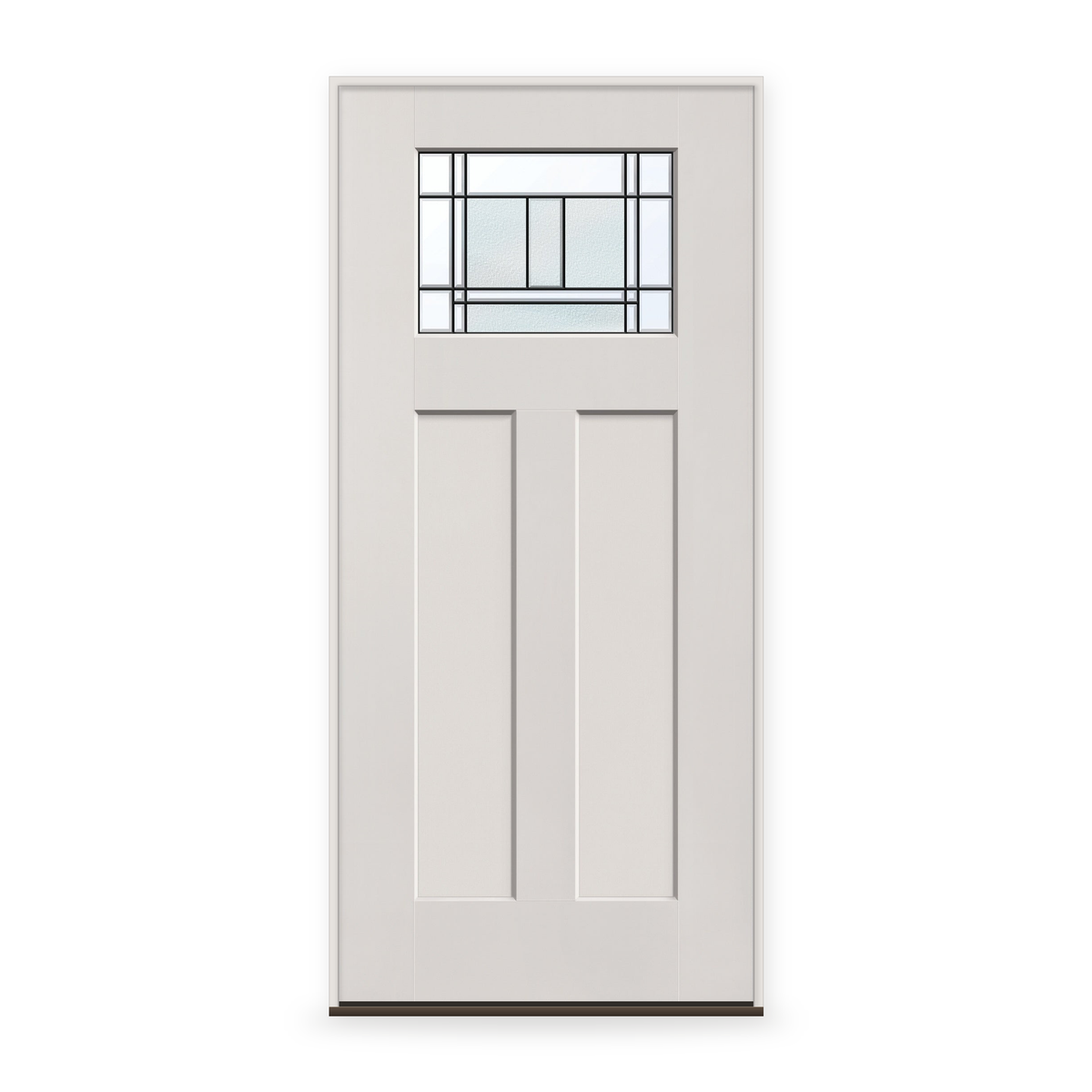 Prehung Berkley Flush Glazed Fiberglass Entry Door System - Craftsman 2 Panel, White Satin Smooth