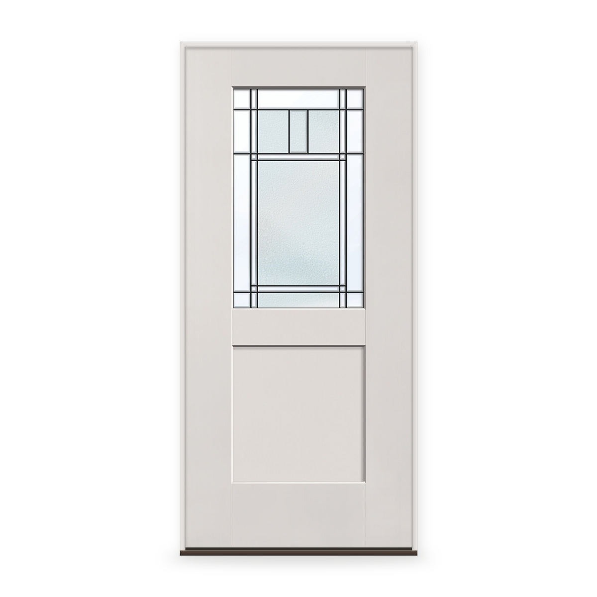 Prehung Berkley Flush Glazed Fiberglass Entry Door System - Half Lite Shaker, White Satin Smooth