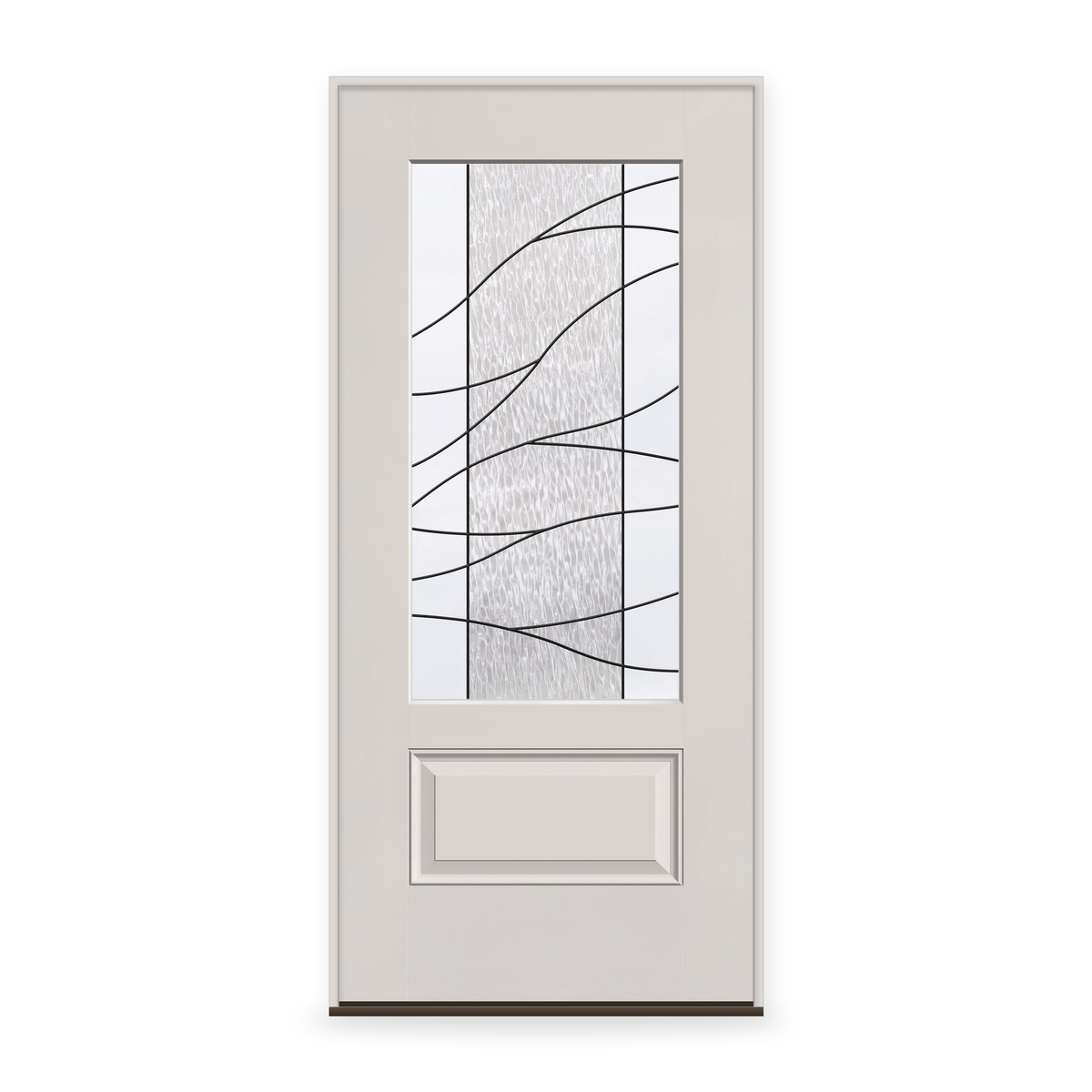 Prehung Briselle Flush Glazed Fiberglass Entry Door System - 3/4 Lite, White Satin Smooth
