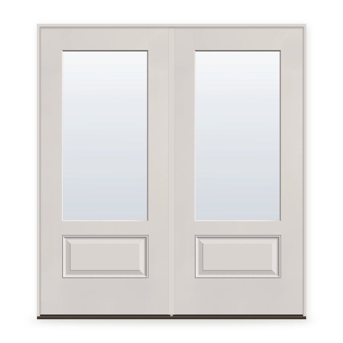 Double Clear Flush Glazed Fiberglass Entry Door System - 3/4 Lite, White Satin Smooth