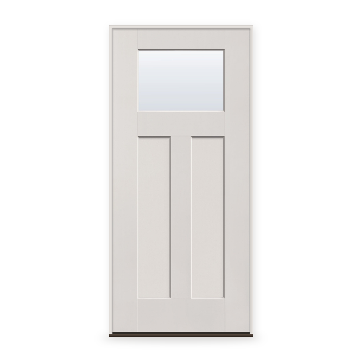 Prehung Clear Flush Glazed Fiberglass Entry Door System - Craftsman 2 Panel, White Satin Smooth