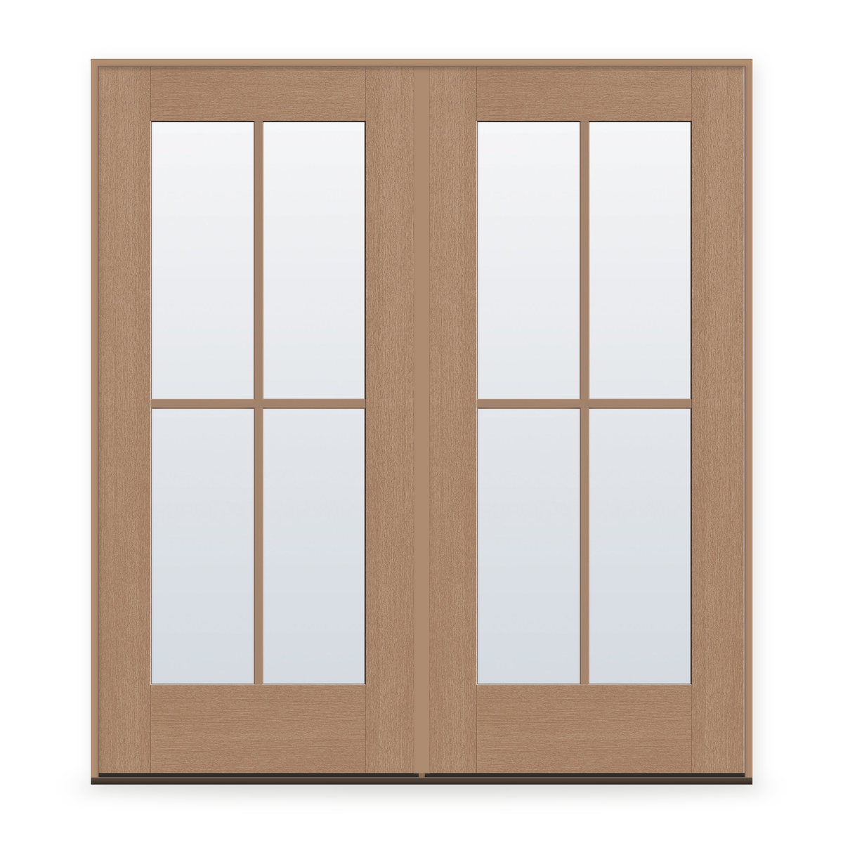 Double Clear Flush Glazed Fiberglass Entry Door System - Full Lite, White Satin Smooth,