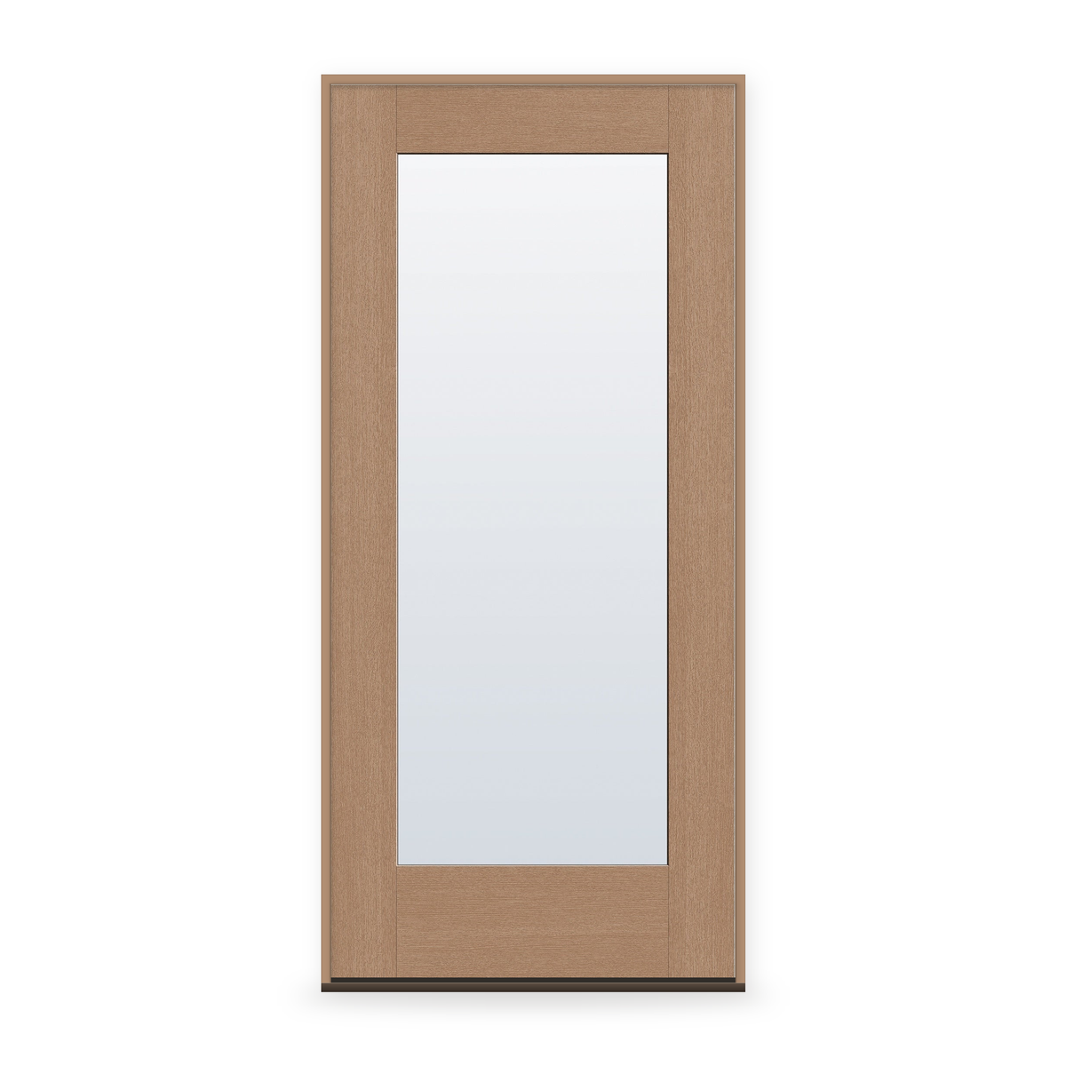 Prehung Clear Flush Glazed Fiberglass Entry Door System - Full Lite, Tan Woodgrain,