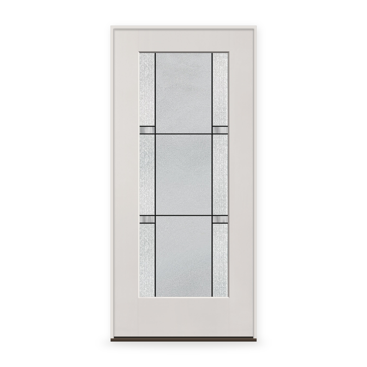 Prehung Dexter Flush Glazed Fiberglass Entry Door System - Full Lite, White Satin Smooth