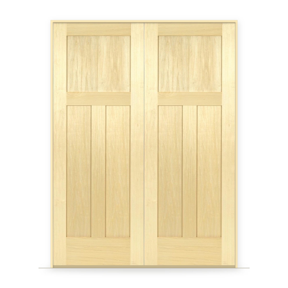 Double Poplar Interior Door System - 3 Panel Craftsman