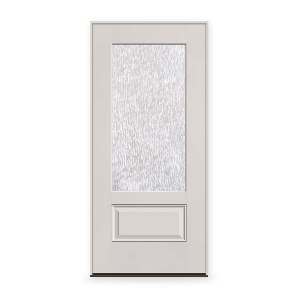 Prehung Double Waterglass Flush Glazed Fiberglass Entry Door System - 3/4 Lite, White Satin Smooth