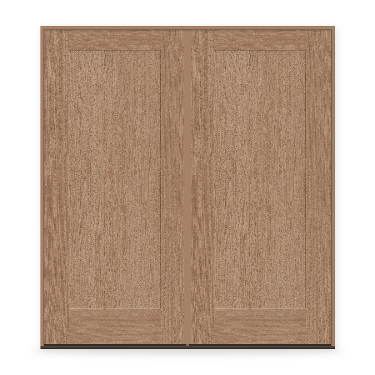 Double Fiberglass Entry Door System - 1 Panel Shaker, Tan Woodgrain
