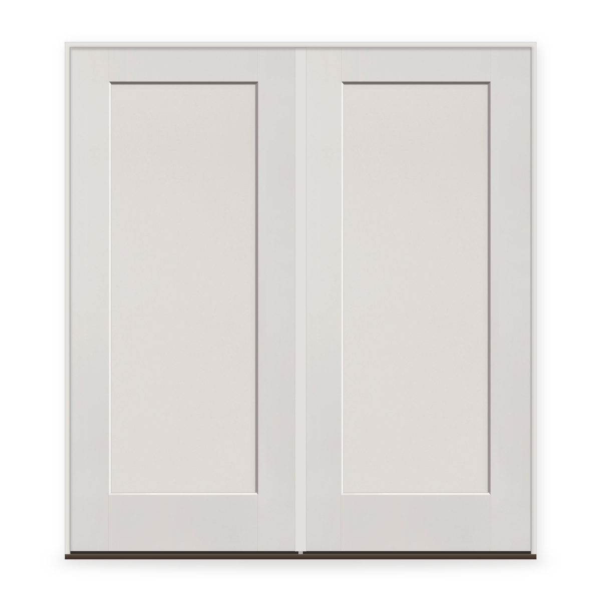Double Fiberglass Entry Door System - 1 Panel Shaker, White Satin Smooth