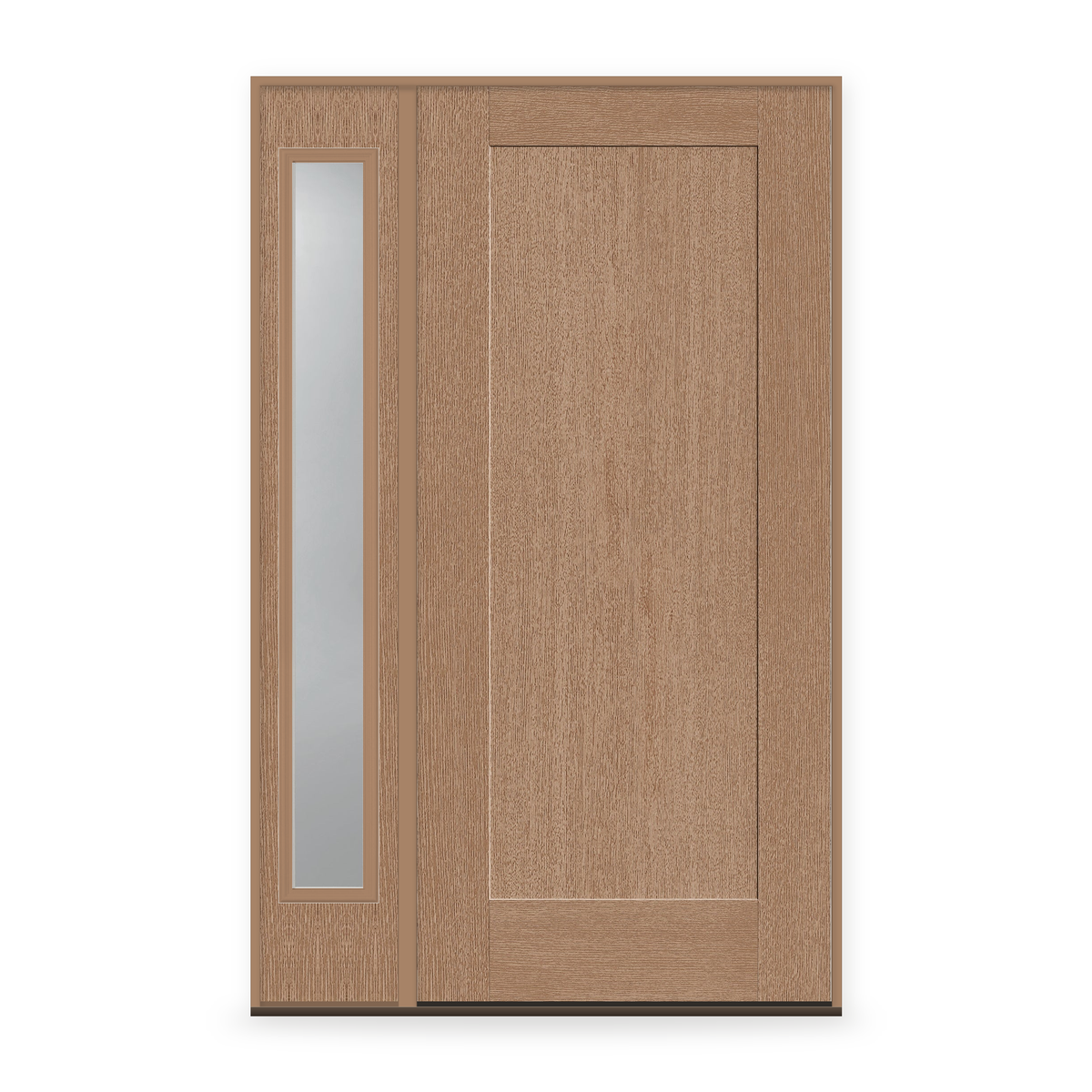 Fiberglass Entry Door System with Sidelite - 1 Panel Shaker, Tan Woodgrain