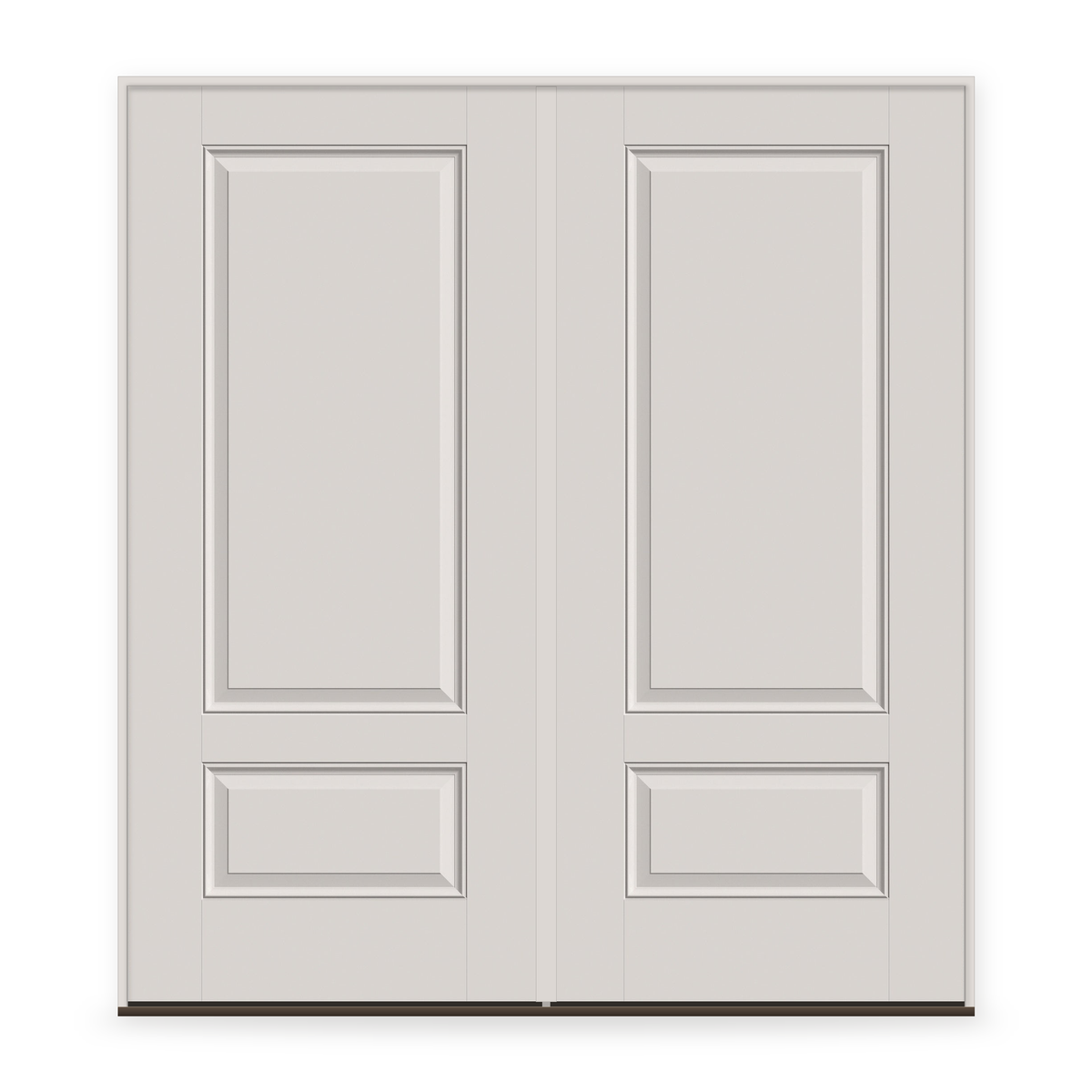 Double Fiberglass Entry Door System - 2 Panel 3/4, White Satin Smooth