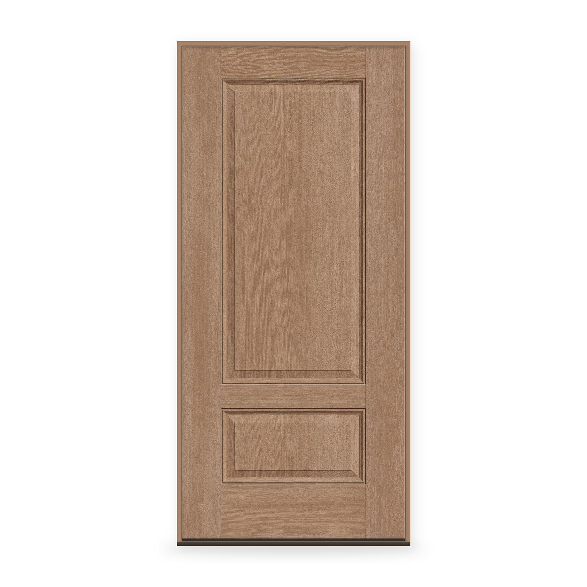 Prehung Fiberglass Entry Door System - 2 Panel 3/4, Tan Woodgrain