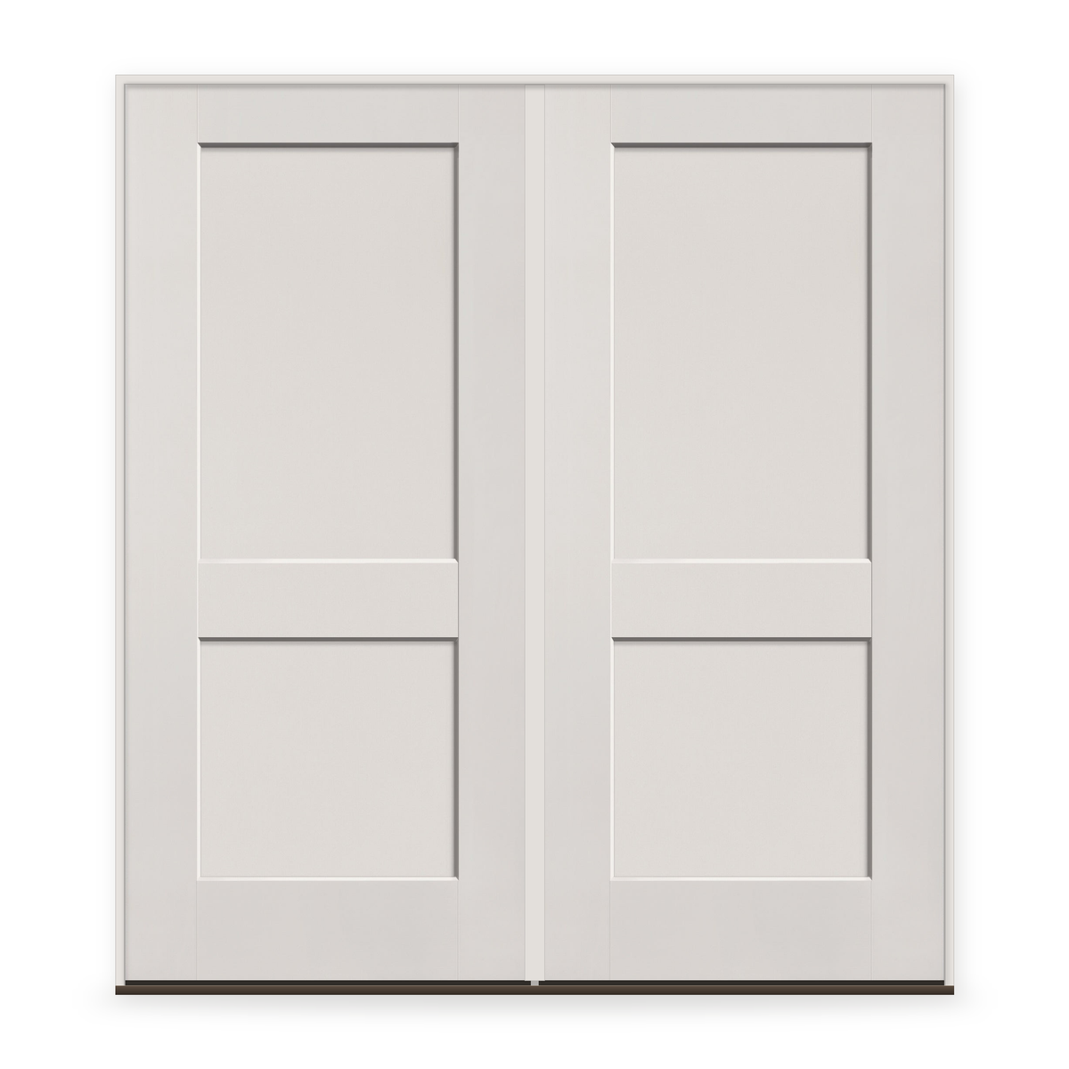 Double Fiberglass Entry Door System - 2 Panel Shaker, White Satin Smooth