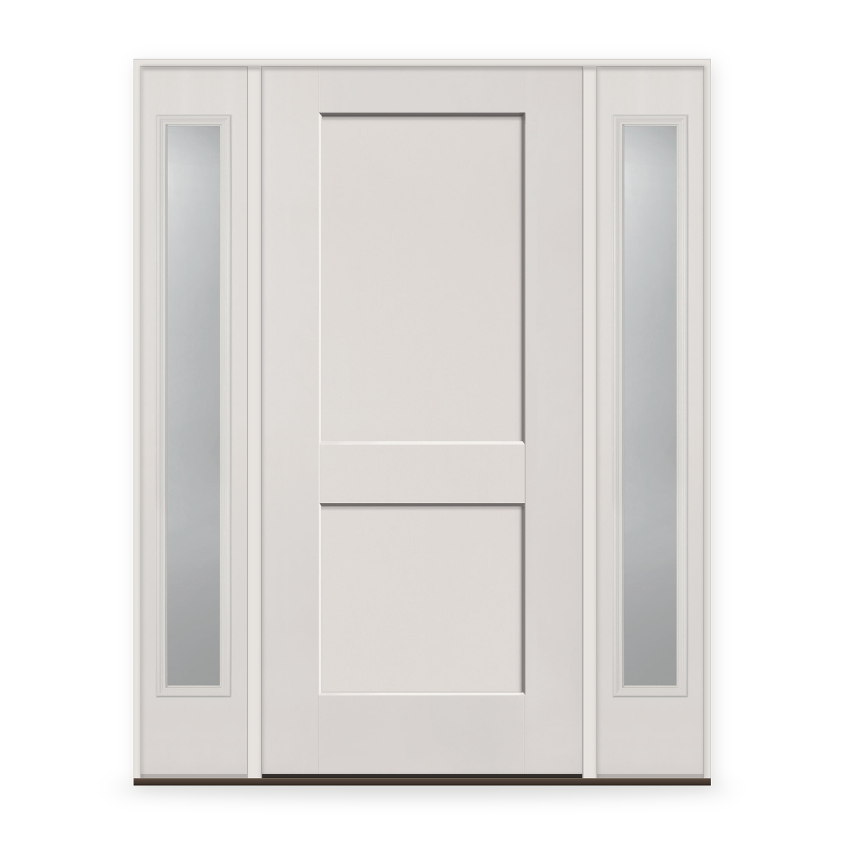 Fiberglass Entry Door System with Two Sidelites - 2 Panel Shaker, White Satin Smooth