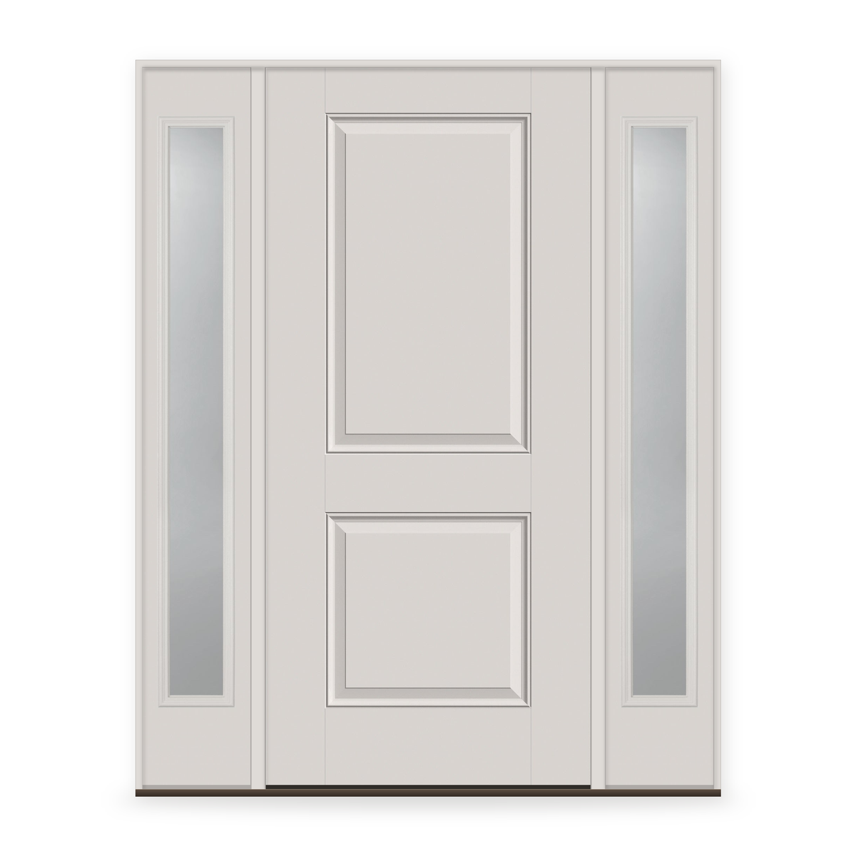 Fiberglass Entry Door System with Two Sidelites - 2 Panel, White Satin Smooth