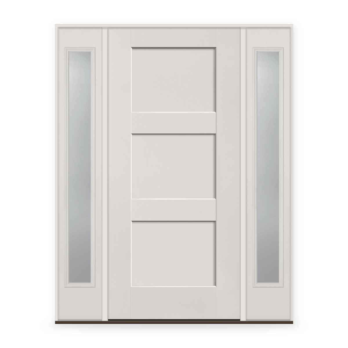 Fiberglass Entry Door System with Two Sidelites - 3 Panel Shaker, White Satin Smooth