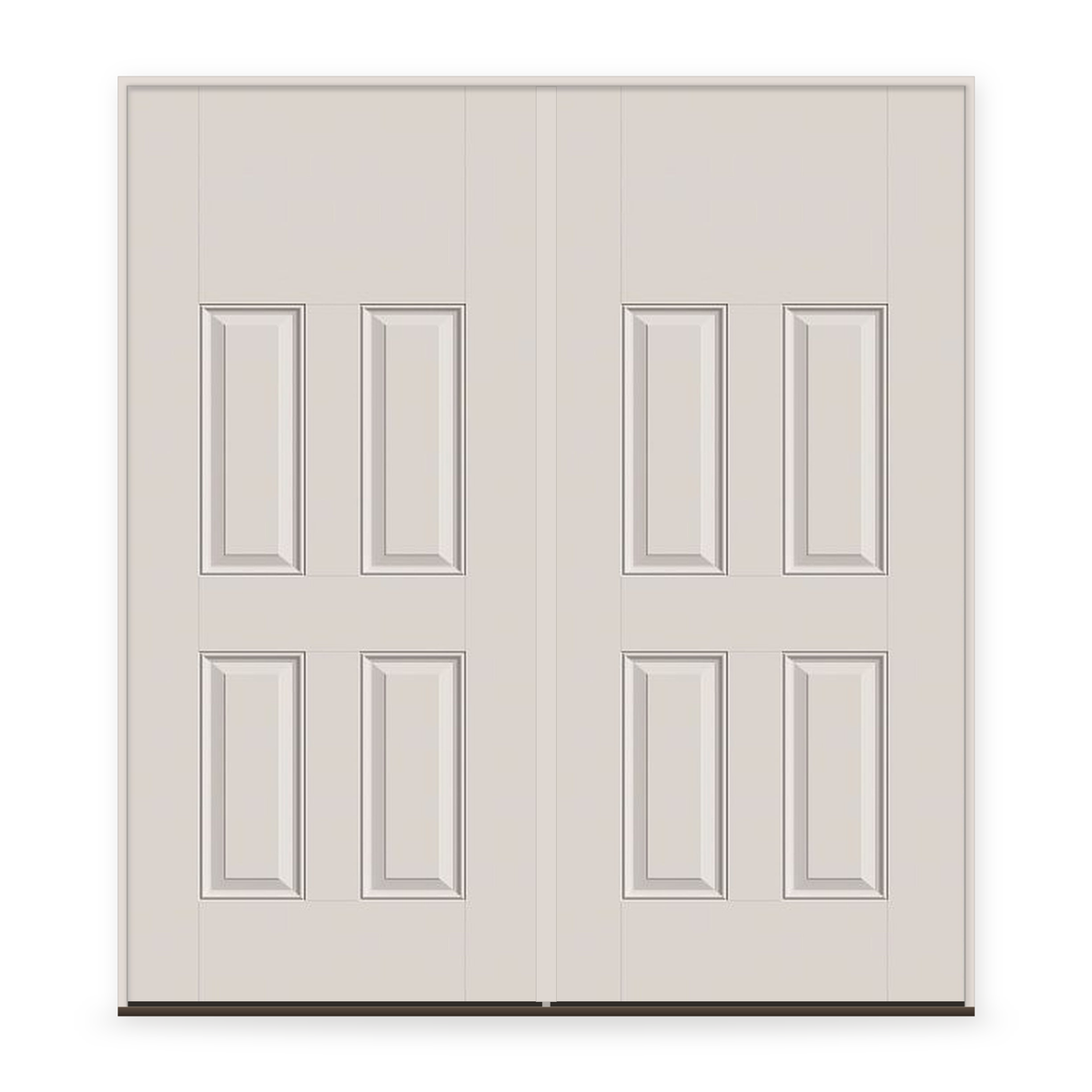 Double Fiberglass Entry Door System - 4 Panel Blank Top, White Satin Smooth