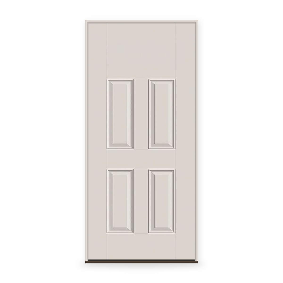 Prehung Fiberglass Entry Door System - 4 Panel Blank Top, White Satin Smooth