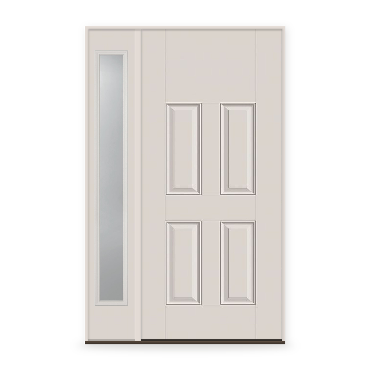 Fiberglass Entry Door System with Sidelite - 4 Panel Blank Top, White Satin Smooth
