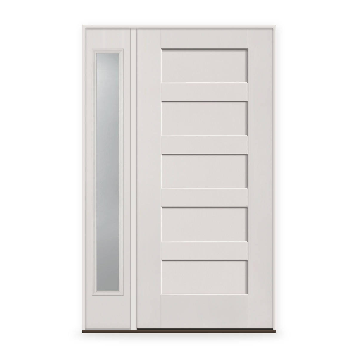 Fiberglass Entry Door System with Sidelite - 5 Panel Shaker, White Satin Smooth