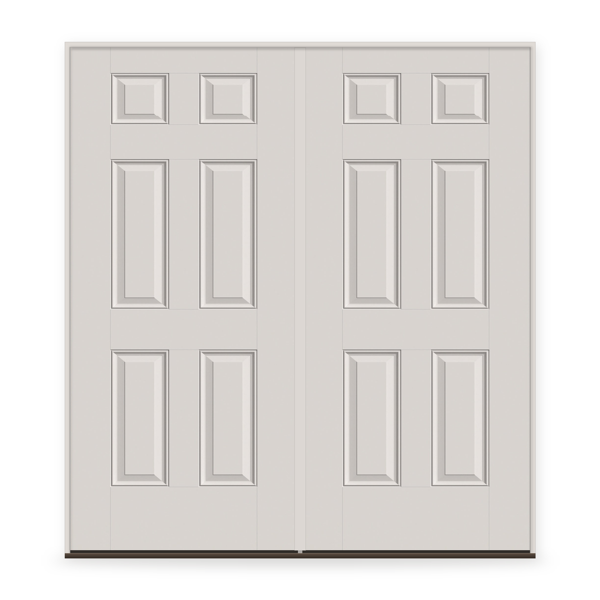 Double Fiberglass Entry Door System - 6 Panel ADA, White Satin Smooth