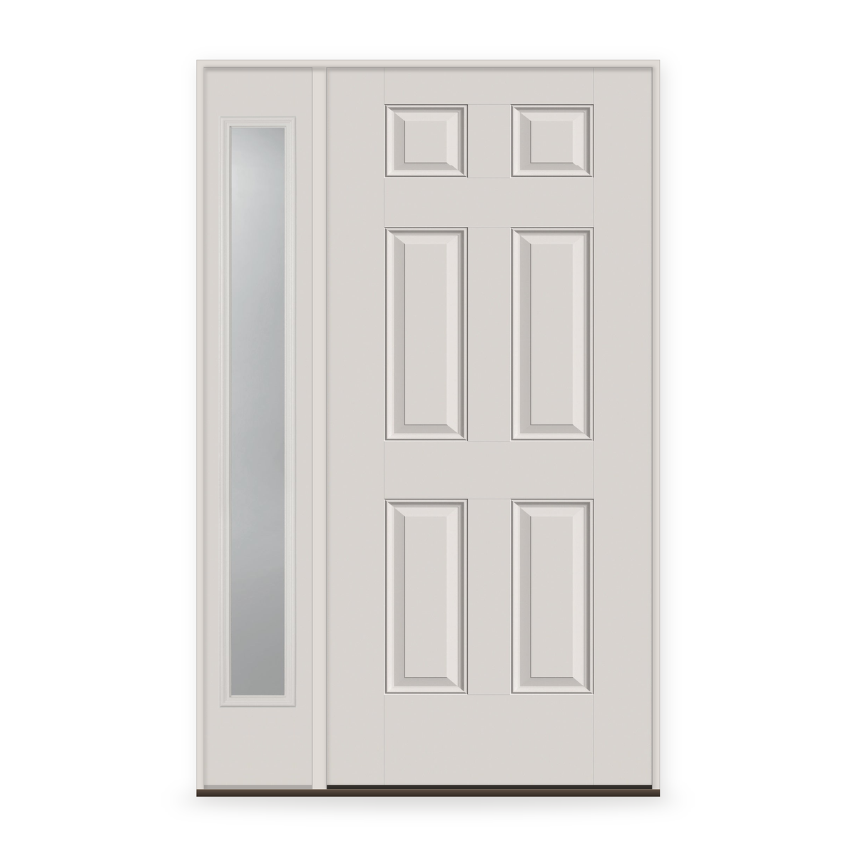 Fiberglass Entry Door System with Sidelite - 6 Panel ADA, White Satin Smooth