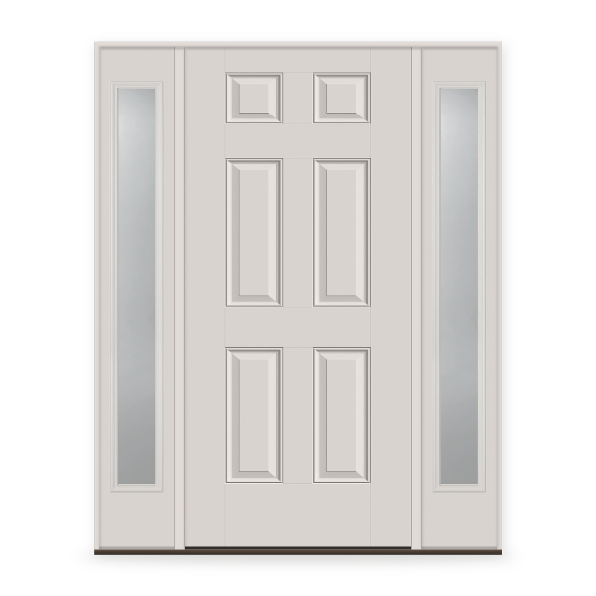 Fiberglass Entry Door System with Two Sidelites - 6 Panel ADA, White Satin Smooth
