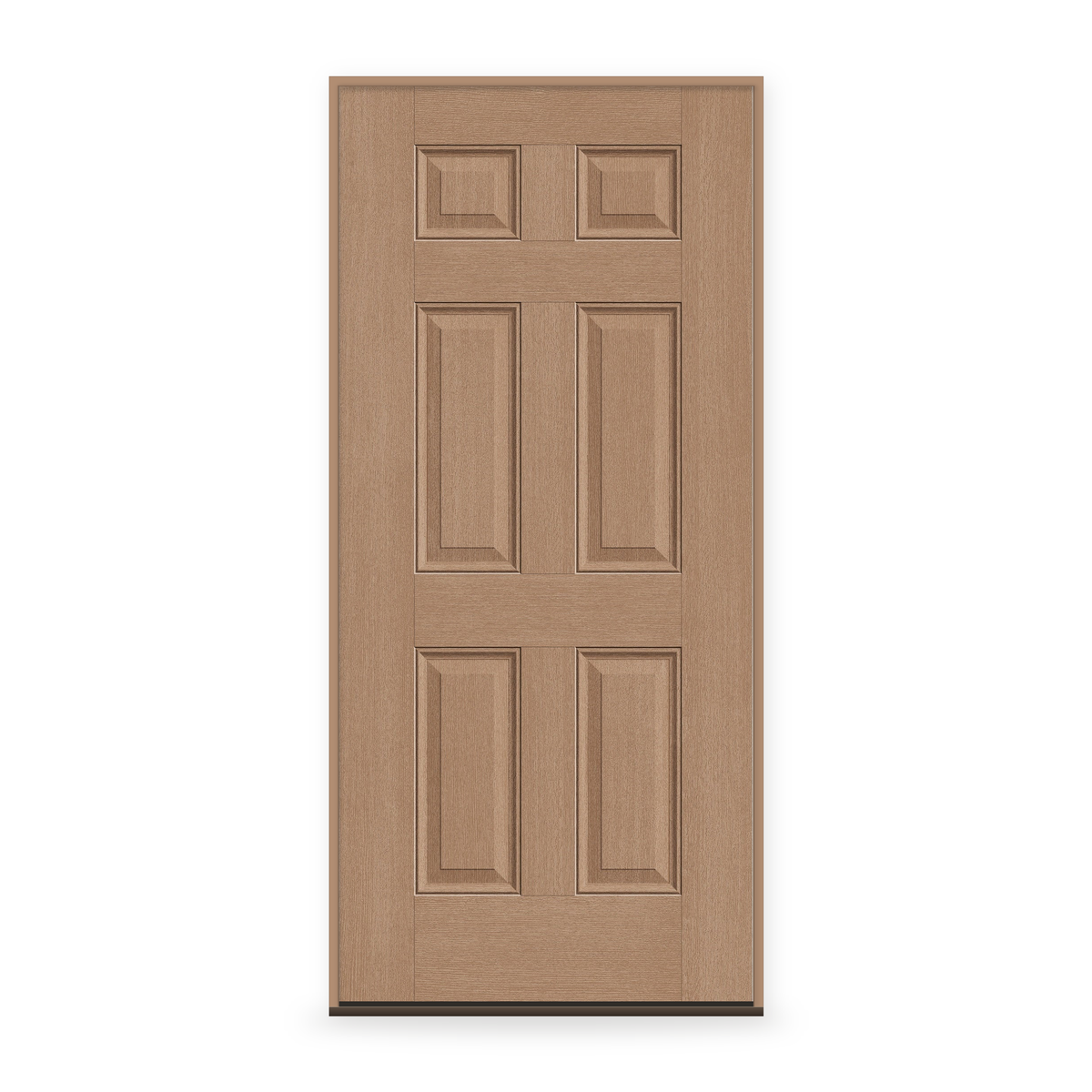Prehung Fiberglass Entry Door System - 6 Panel, Tan Woodgrain