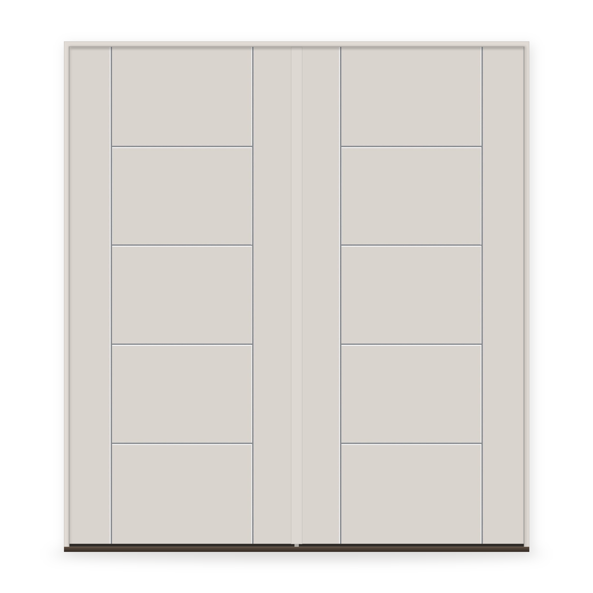 Double Fiberglass Entry Door System - Contemporary 24, White Satin Smooth
