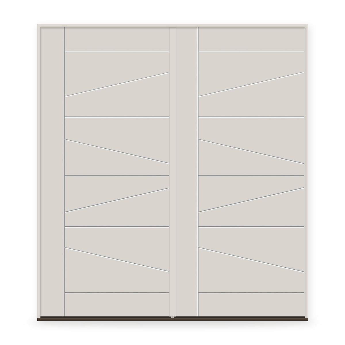 Double Fiberglass Entry Door System - Contemporary 29, White Satin Smooth