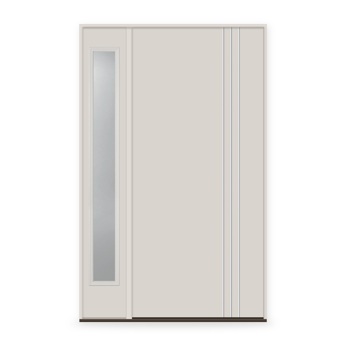 Fiberglass Entry Door System with Sidelite - Contemporary 30, White Satin Smooth